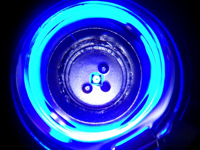 blue LED glow (circle)